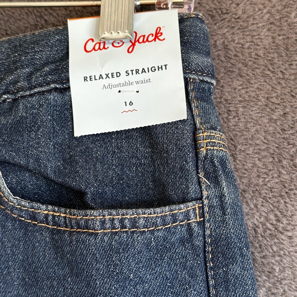 Cat & Jack Relaxed Straight Denim Boys Jeans SZ 16 - Picture 11 of 11